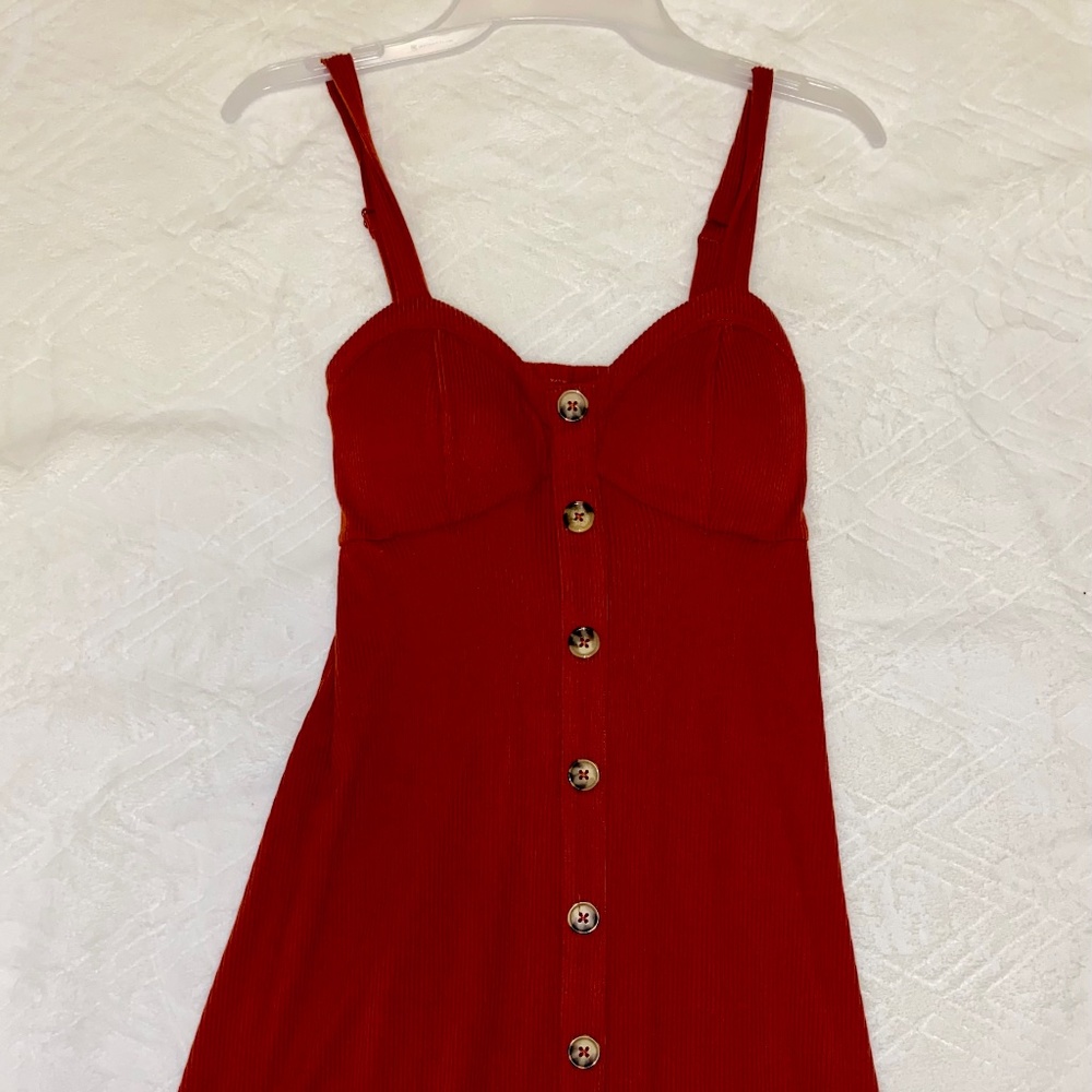 Button Down Red Dress